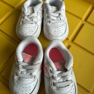 Nike Kids White and Pink Sneakers